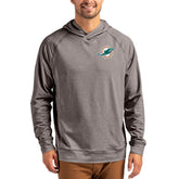 Miami Dolphins Cutter & Buck Adapt Historic Knit Recycled Raglan Pullover Hoodie Heather Gray