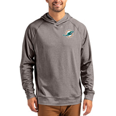 Miami Dolphins Cutter & Buck Adapt Historic Knit Recycled Raglan Pullover Hoodie Heather Gray