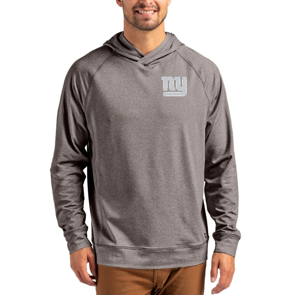 New York Giants Cutter & Buck Adapt Knit Recycled Raglan Pullover Hoodie Heather Gray