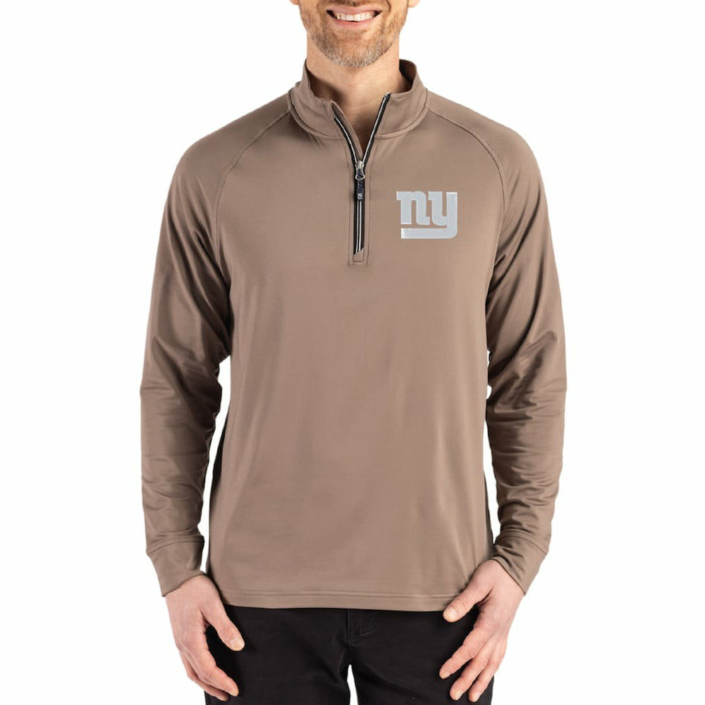 New York Giants Cutter & Buck Adapt Eco Knit Stretch Recycled Quarter-Zip Pullover Brown