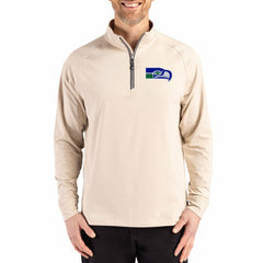 Seattle Seahawks Cutter & Buck Adapt Eco Knit Stretch Recycled Quarter-Zip Pullover Tan