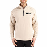 Seattle Seahawks Cutter & Buck Adapt Eco Knit Stretch Recycled Quarter-Zip Pullover Tan