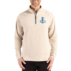 Detroit Lions Cutter & Buck Throwback Logo Adapt Eco Knit Stretch Recycled Quarter-Zip Pullover Tan