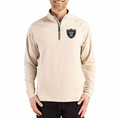 Las Vegas Raiders Cutter & Buck Adapt Eco Knit Stretch Recycled Quarter-Zip Pullover Tan