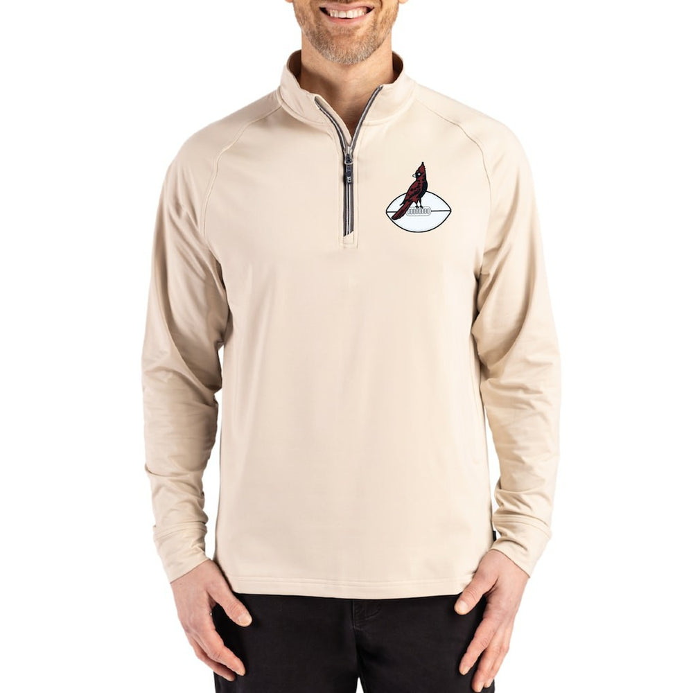 Arizona Cardinals Cutter & Buck Throwback Logo Adapt Eco Knit Stretch Recycled Quarter-Zip Pullover Tan