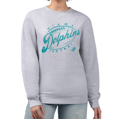 Miami Dolphins G-III 4Her by Carl Banks Women's Distressed Graphics Fleece Pullover Sweatshirt Gray