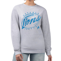Detroit Lions G-III 4Her by Carl Banks Women's Distressed Graphics Fleece Pullover Sweatshirt Gray