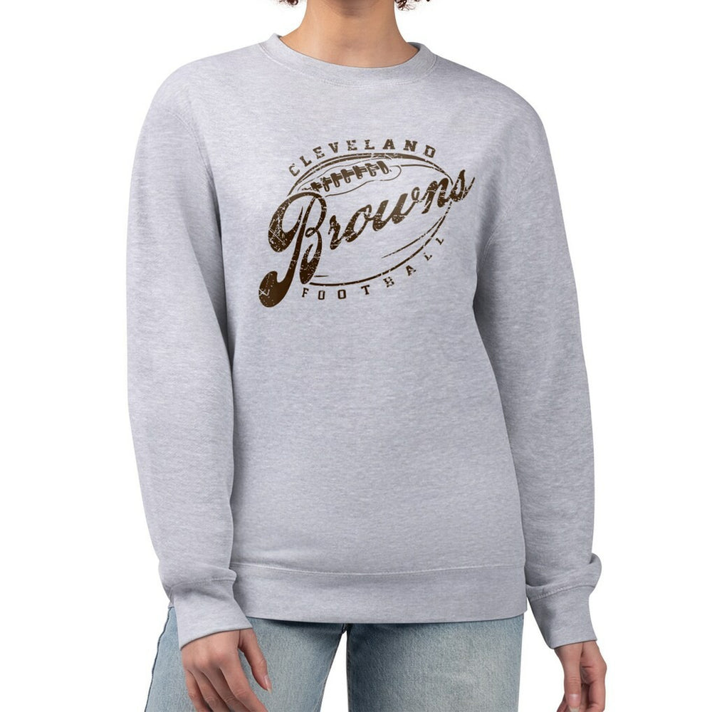 Cleveland Browns G-III 4Her by Carl Banks Women's Distressed Graphics Fleece Pullover Sweatshirt Gray