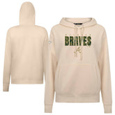 Atlanta Braves Levelwear Women's Adorn Protect W Pullover Hoodie - Khaki Hoodies