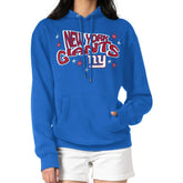 New York Giants Starter Women's Fireworks Fleece Pullover Hoodie Royal