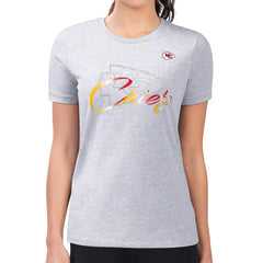 Kansas City Chiefs G-III 4Her by Carl Banks Women's Super-Slim Fit Lightweight Shadow Logo T-Shirt Gray