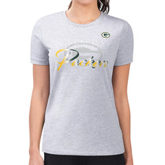 Green Bay Packers G-III 4Her by Carl Banks Women's Super-Slim Fit Lightweight Shadow Logo T-Shirt Gray