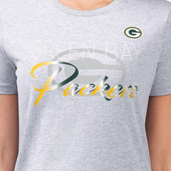 Green Bay Packers G-III 4Her by Carl Banks Women's Super-Slim Fit Lightweight Shadow Logo T-Shirt Gray