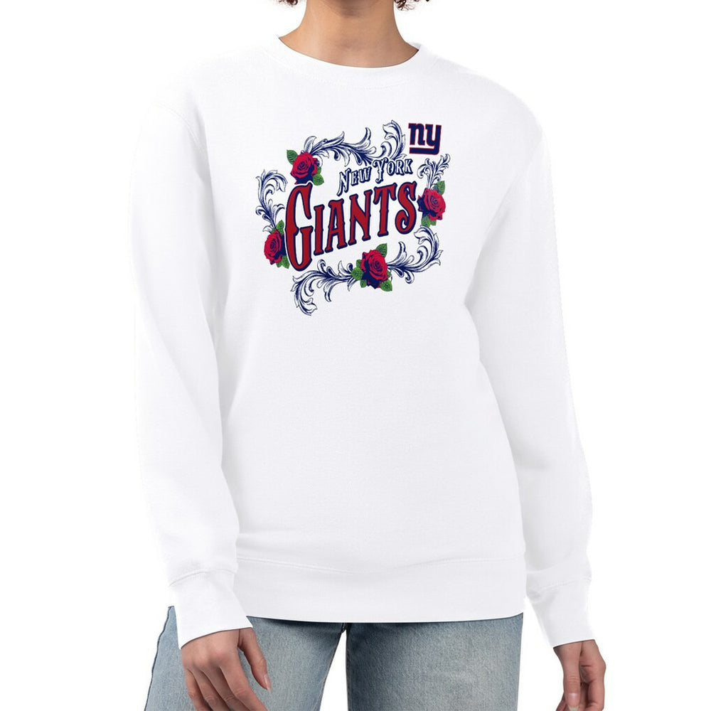 New York Giants G-III 4Her by Carl Banks Women's Roses Fleece Tri-Blend Pullover Sweatshirt White