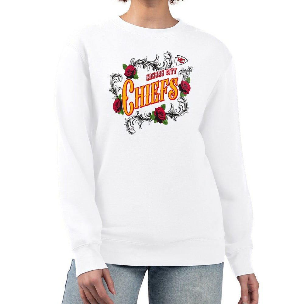 Kansas City Chiefs G-III 4Her by Carl Banks Women's Roses Fleece Tri-Blend Pullover Sweatshirt White