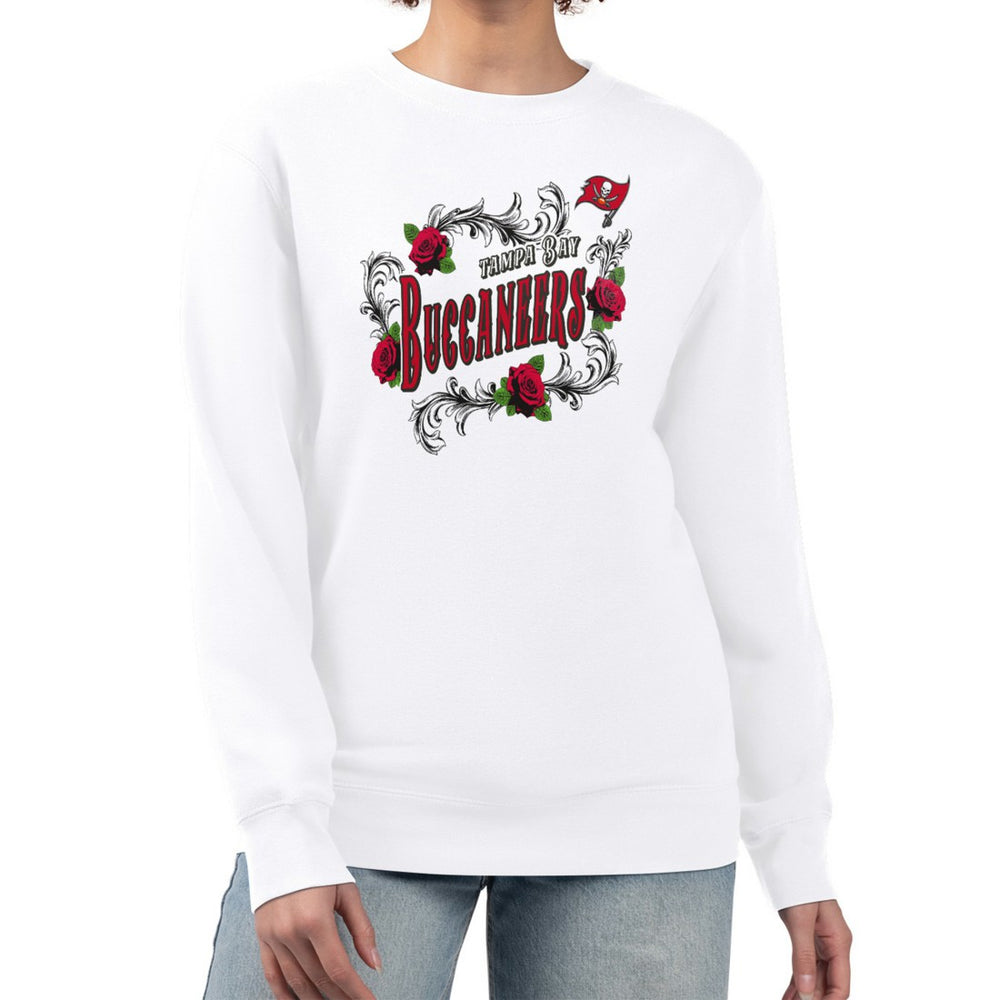 Tampa Bay Buccaneers G-III 4Her by Carl Banks Women's Roses Fleece Tri-Blend Pullover Sweatshirt White