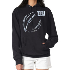 New York Giants G-III 4Her by Carl Banks Women's Metallic Print Football Sketch Fleece Pullover Hoodie Black