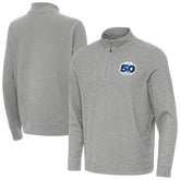 Seattle Seahawks Antigua 50th Season Subtle Quarter-Zip Pullover Heather Gray