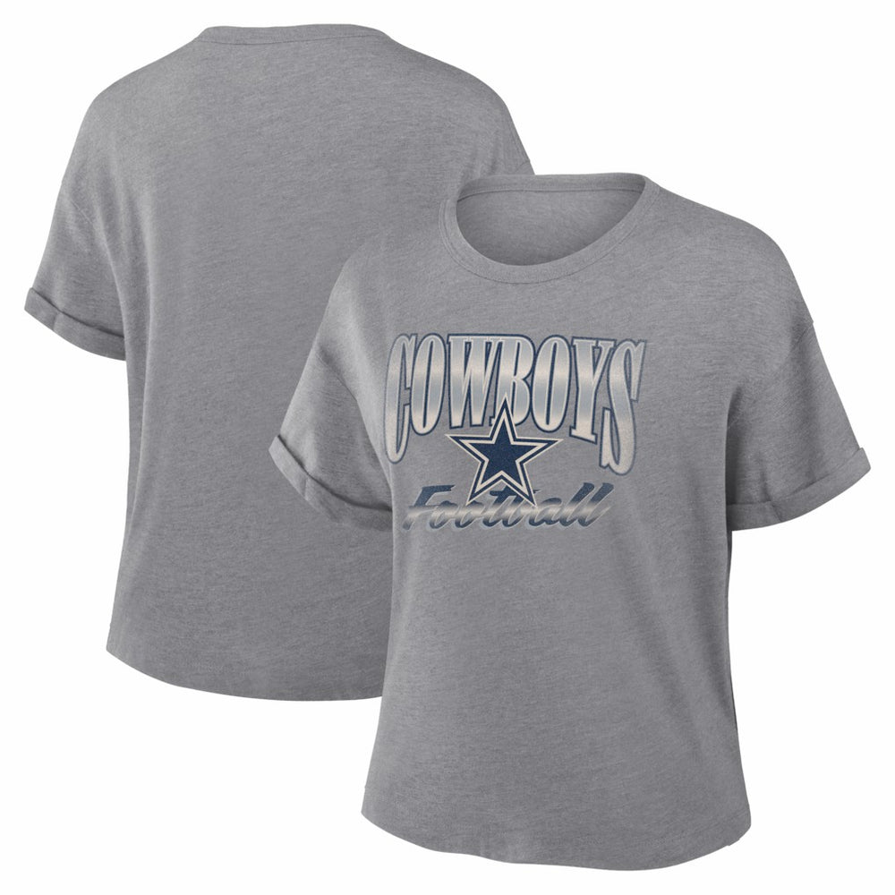 Dallas Cowboys Women's Overplayed Tribute Tri-Blend Boxy T-Shirt Heather Gray