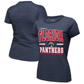 NHL Florida Panthers Majestic Threads Women's 2025 Stanley Cup Champions Tri-Blend Ringer T-Shirt - Navy