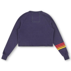 Texas Rangers Aviator Nation x MLB Women's Rugby Stitch Cropped Tri-Blend Pullover Sweatshirt - Navy Pullover