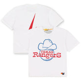 Texas Rangers Aviator Nation x MLB Women's Bolt Boyfriend Tri-Blend T-Shirt - White T-shirts