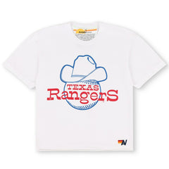 Texas Rangers Aviator Nation x MLB Women's Bolt Boyfriend Tri-Blend T-Shirt - White T-shirts