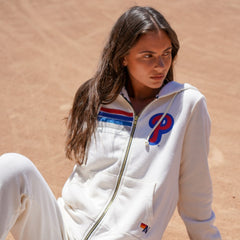 Philadelphia Phillies Aviator Nation x MLB Unisex Five-Stripe Tri-Blend Full-Zip Hoodie - Cream Hoodies