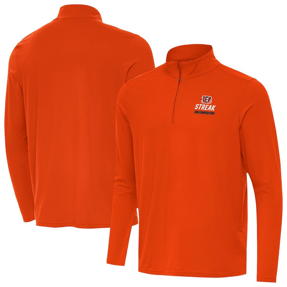 Cincinnati Bengals Antigua Streak Intent Quarter-Zip Sweatshirt Orange