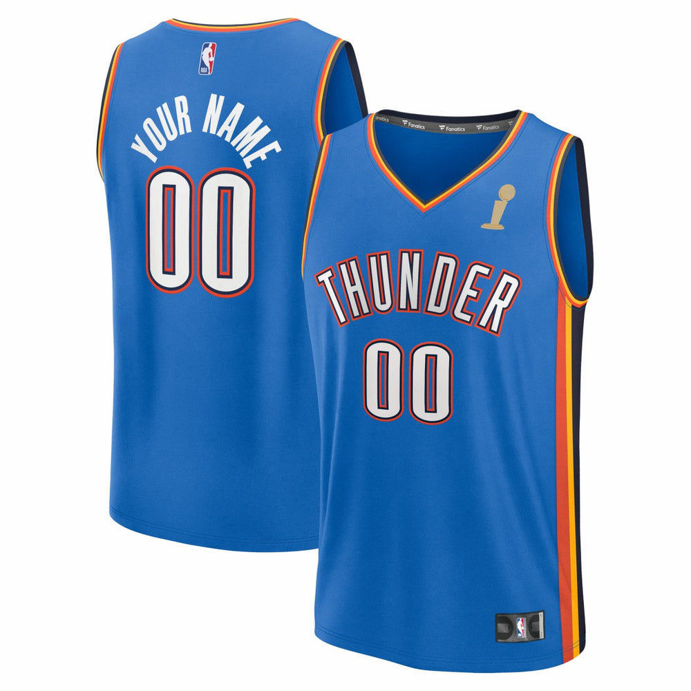 NBA Oklahoma City Thunder 2025 NBA Finals Champions Fast Break Replica Custom Jersey - Blue - Icon Edition