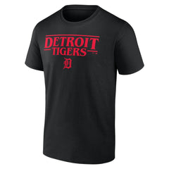 Detroit Tigers Stranger Things Logo Lockup T-Shirt - Black T-shirts
