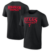 Texas Rangers Stranger Things Logo Lockup T-Shirt - Black T-shirts