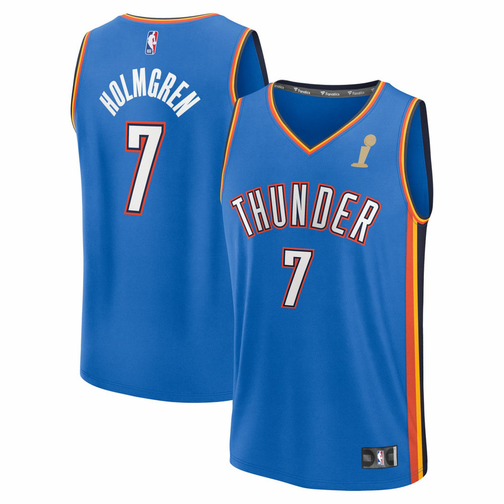 NBA Chet Holmgren Oklahoma City Thunder 2025 NBA Finals Champions Fast Break Replica Player Jersey - Blue - Icon Edition