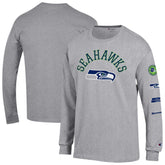 Seattle Seahawks Champion Seal Long Sleeve T-Shirt Heather Gray
