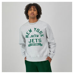 New York Jets Champion Reverse Weave Fleece Pullover Sweatshirt Heather Gray