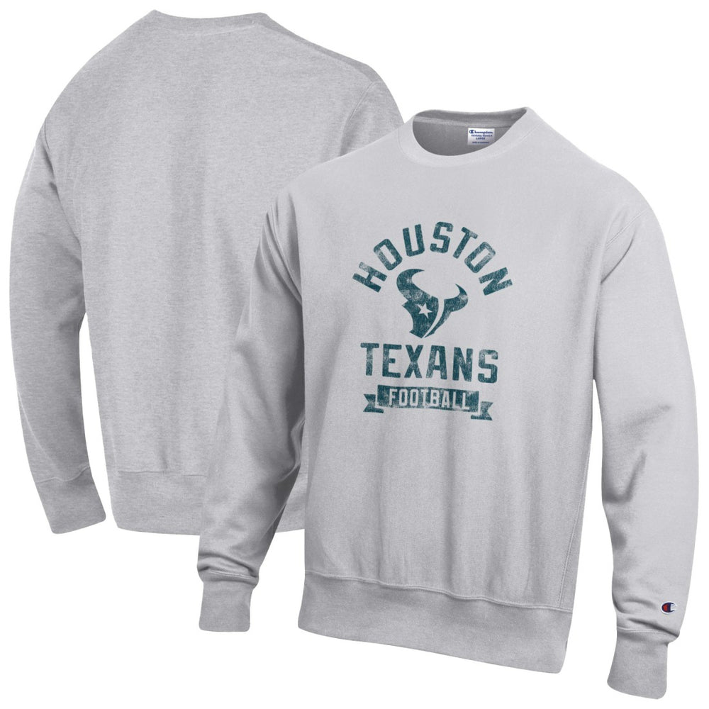 Houston Texans Champion Reverse Weave Fleece Pullover Sweatshirt Heather Gray