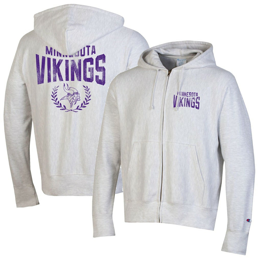Minnesota Vikings Champion Reverse Weave Full-Zip Hoodie Heather Gray