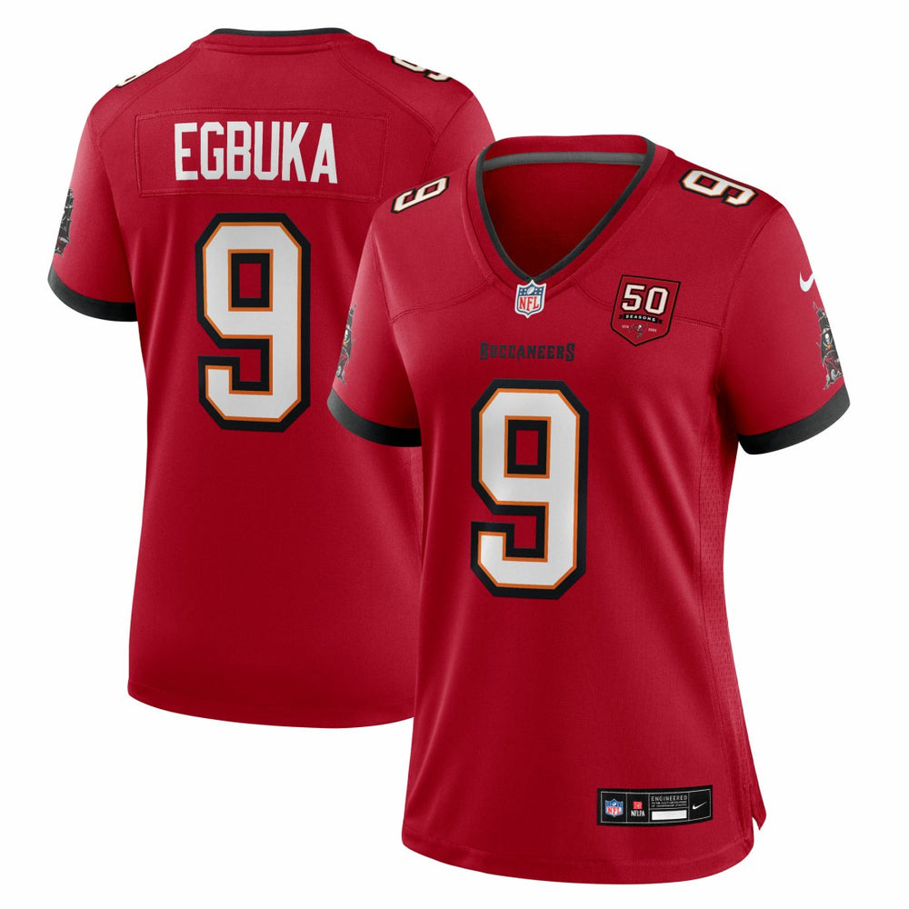 NFL Emeka Egbuka Tampa Bay Buccaneers Women's 50th Season Team Game Jersey - Red