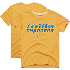 Los Angeles Chargers Homage Youth Love Sign x ASL 2.0 Tri-Blend T-Shirt Gold