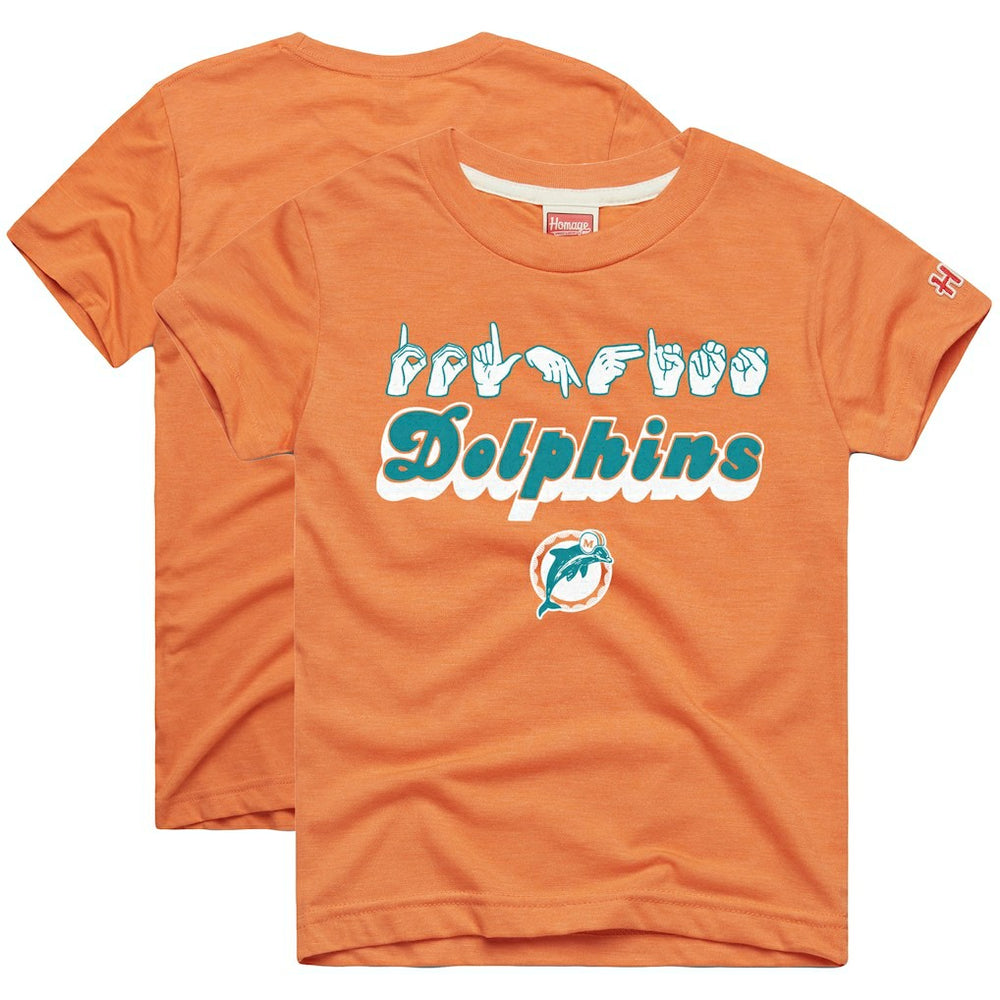 Miami Dolphins Homage Youth Love Sign x ASL 2.0 Tri-Blend T-Shirt Orange
