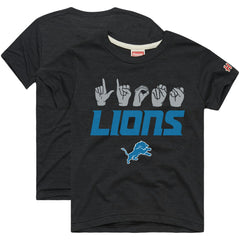 Detroit Lions Homage Youth Love Sign x ASL 2.0 Tri-Blend T-Shirt Charcoal