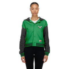 Philadelphia Eagles New Era Women's Throwback Full-Snap Hooded Jacket Kelly Green
