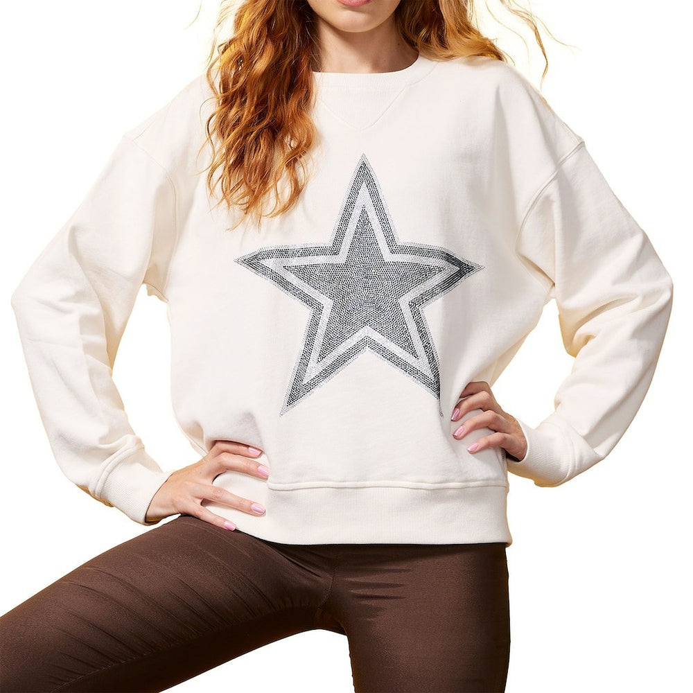 Dallas Cowboys Terez Women's Gems Fleece Crewneck Sweatshirt White