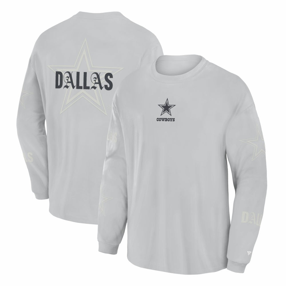 Dallas Cowboys Oversized Type Play Long Sleeve T-Shirt Gray