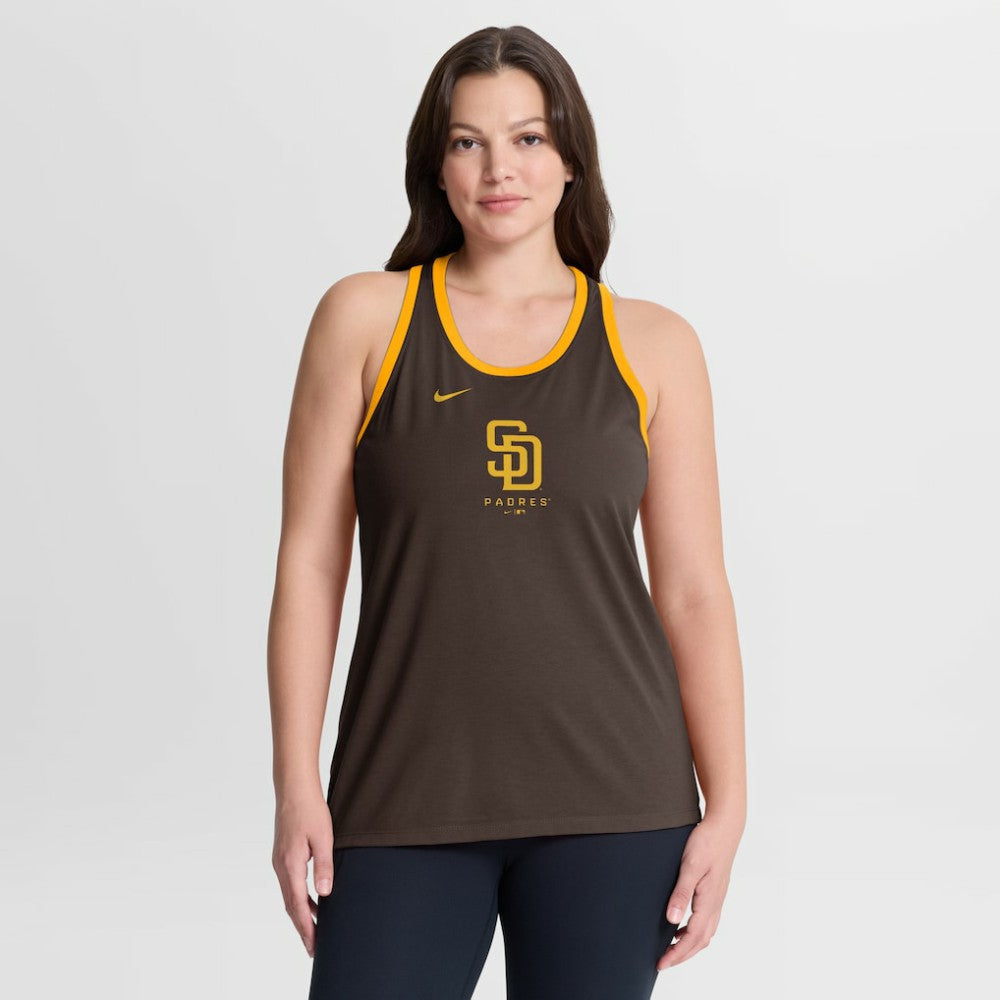 San Diego Padres Nike Women's Tri-Blend Dri-FIT Racerback Tank Top - Brown Tanks
