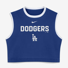 Los Angeles Dodgers Nike Women's Primetime Loose Dri-FIT Cropped Tank Top - Royal Tanks