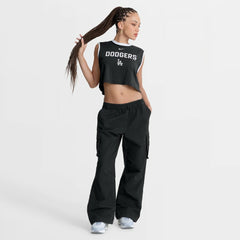 Los Angeles Dodgers Nike Women's Primetime Loose Dri-FIT Cropped Tank Top - Black Tanks
