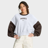 San Diego Padres Nike Women's Oversized High Hip Fleece Sweatshirt - White/Brown Sweatshirts