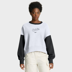 Baltimore Orioles Nike Women's Oversized High Hip Fleece Sweatshirt - White/Black Sweatshirts