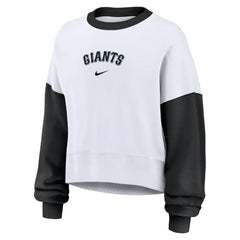 San Francisco Giants Nike Women's Oversized High Hip Fleece Sweatshirt - White/Black Sweatshirts